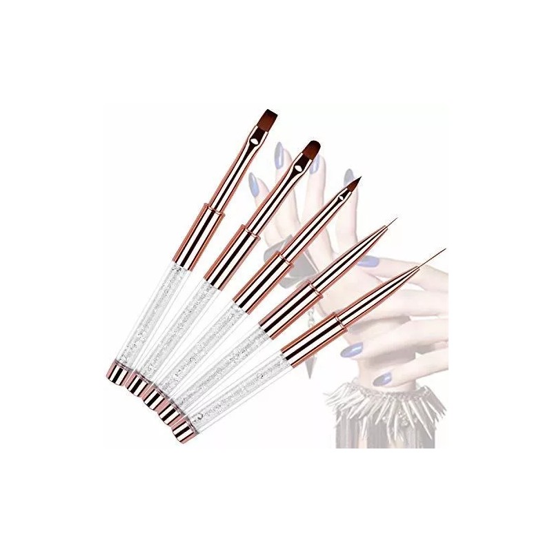 Ycyan Set Pinceles Uñas 5pcs Rhinestone Gel Uv Liner Manicura