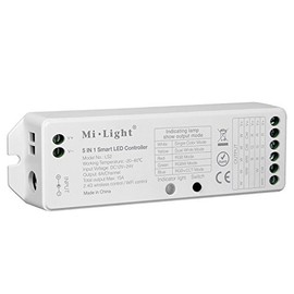LIGHTEU®, Miboxer Milight 5 in 1 smart LED strip controller, remote and APP control support Alexa or Google home voice control, DC12V/24V, LS2