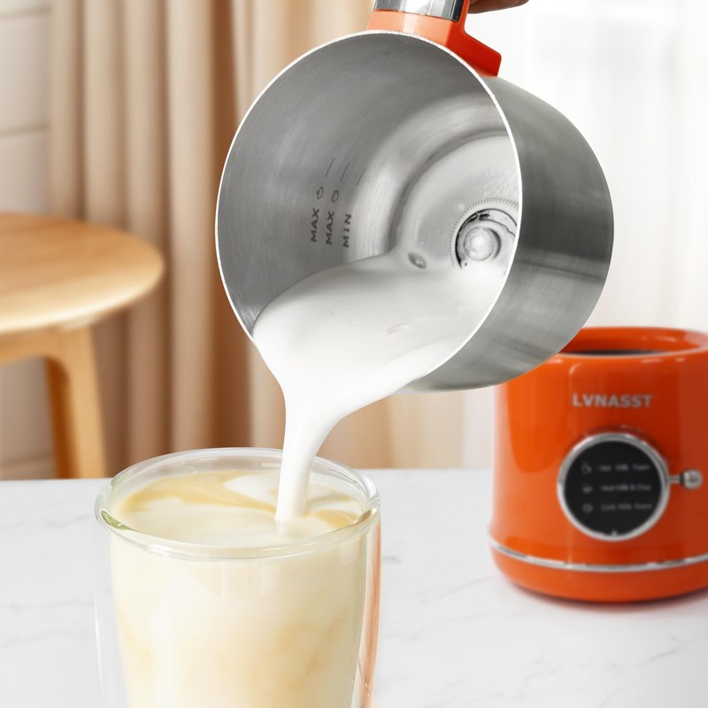 Stainless Steel Milk Frother for Coffee, 3-in-1 Electric Milk Warmer