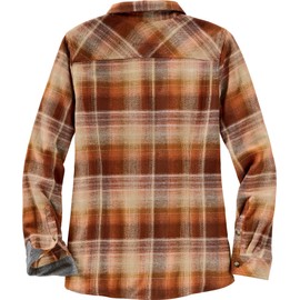 Legendary Whitetails Women's Cottage Escape Flannel Long Sleeve Plaid and Solid Color Clothes for Women, Fitted Button Down, Pumpkin Spice, 2X