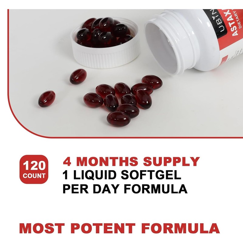 Ubiney Premium Astaxanthin Supplements 12mg， Softgels 120 Servings, Supports Immune,