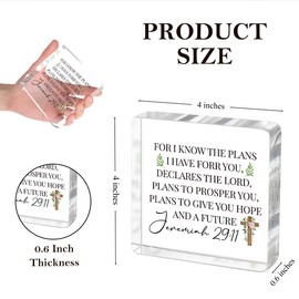 Inspirational Christian Gifts for Women Bible Verse for I Know Plans Acrylic Sign Christmas Birthday Gift for Women Christians Female Friends Home Office Desk Decor 4 x 4 Inch