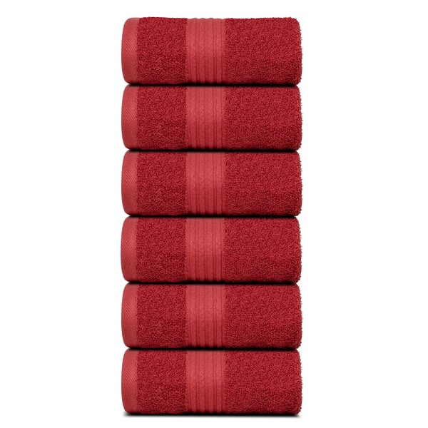 Dewall Maisons Sophisticated Dark Red 6-Piece Hand Towel Set -