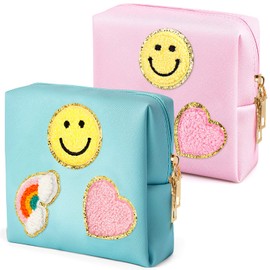 CekPo 2 Pack Period Bag, PU Leather Sanitary Napkin Storage Bag for Feminine Pads Liners Tampons and Reusable Pads,Functional Sanitary Pads Pouches First Period Kit for Teen Girls Women Ladies Gift