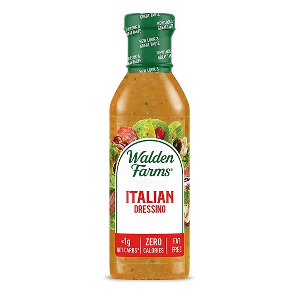 Walden Farms Italian Dressing 12 Oz. Bottle, Fresh & Delicious Salad Topping, 0g Net Carbs Condiment, Kosher Certified, Great on Salads, Grilled Favorites, Marinade, Pizza, Vegetables and Many More