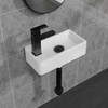 White Wall Mounted Ceramic Bathroom Sink, 7" x 14" Rectangle
