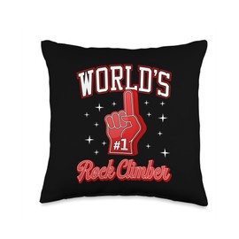 #1 Rock Climber World's Number One Rock Climber Foam Finger Throw Pillow