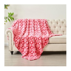 FY FIBER HOUSE Throw Blankets with Heart Checkered,Soft Warm Blankets for Lover Mom Father Gifts,Washable Lightweight Fuzzy Blanket for Couch Sofa Bed Office All Season(Hot Pink & Pink,60"x80")