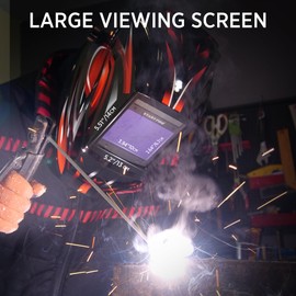 StartPro Large Viewing Welding Helmet, True Color, Wide Shade Range DIN 4/5-9/9-13, Auto Darkening in 1/25000s, 4 Arc Sensors, TIG, STIK, MIG, CUT, SAW, Plasma, Grinding mode
