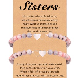 Matching Bracelets Mom and Daughters/Dad and Daughters Bracelets Gifts 2pcs, Birthday Gift Back to School Bracelet Gifts for Teen Girls, Two Love for Sister