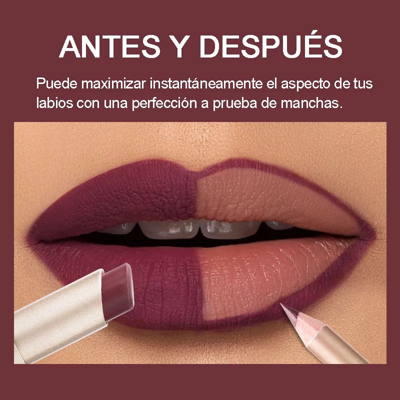Set De Lapiz Labial Y Delineador Color Mate Impermeable 2pcs