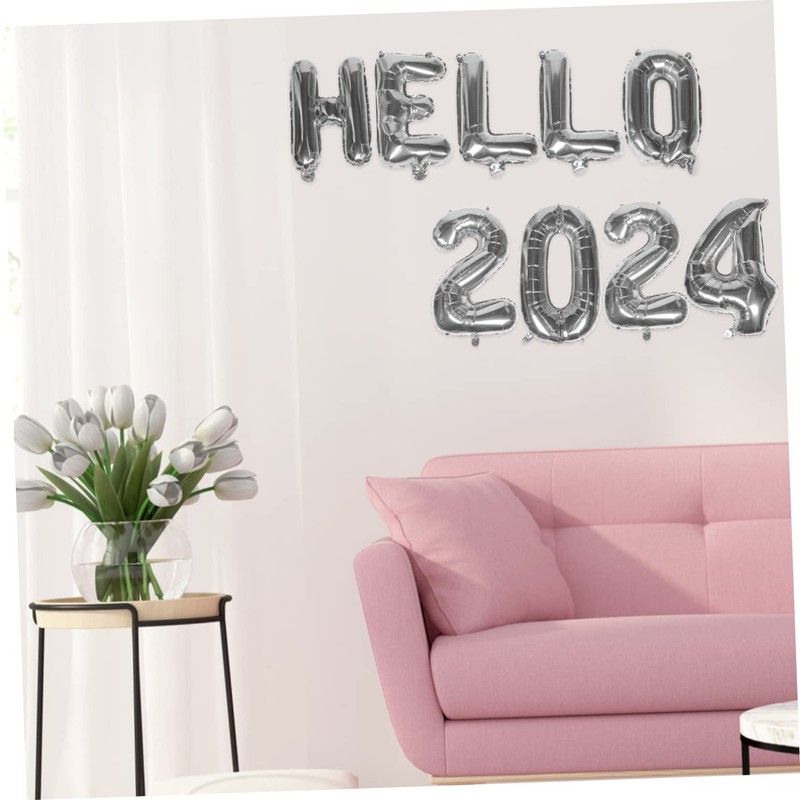 Alipis Aluminum Film Balloons Kit 2024 New Year Decorative Banners
