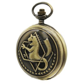 SIMAOTE Fullmetal Alchemist Pocket Watch Vintage Quartz Pocket Watch with Chain for Men Women Cosplay Accessories Anime Merch, Bronze-01, Classic and Vintage