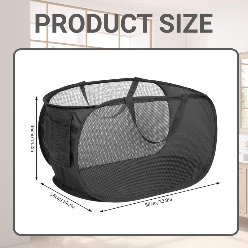 Collapsible Laundry Baskets, 3 Pack Mesh Pop-Up Laundry Hampers