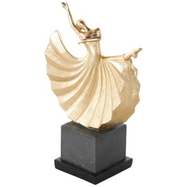Deco 79 Polystone Dancer Decorative Sculpture Home Decor Statue with Black Square Base, Accent Figurine 9" x 4" x 12", Gold