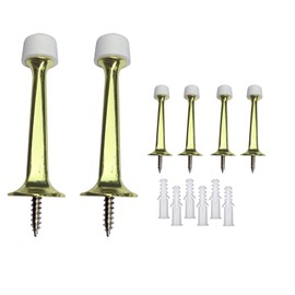 Door Stops,Door Stoppers for Wall,Door Stop for Bottom of Door, Heavy Duty Solid Rigid Door Stopper with Soft Rubber Tip, 3 in Doorstops Color Satin Brass/Gold,6 Pack