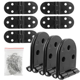 CHEUKYIU Pack of 8 Black Hinge, 180 Degree Flip Hinge, Foldable, Flip Hinge Stainless Steel, Flip Top Hinge with 48 Self-Tipping Screws for Folding Table, Cabinet, Wardrobe, Wooden Box, Doors