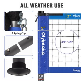 Outdoor Professional Volleyball Net Set for Backyard Beach with Adjustable Heavy Duty Poles, Durable Net, PU Volleyball & Pump, Carry Bag