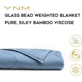 YnM Exclusive Cooling Weighted Blanket,Bed Blanket for One Person of 190lbs, Ideal for Queen/King Bed (60x80 Inches, 20 Pounds, Blue Grey)