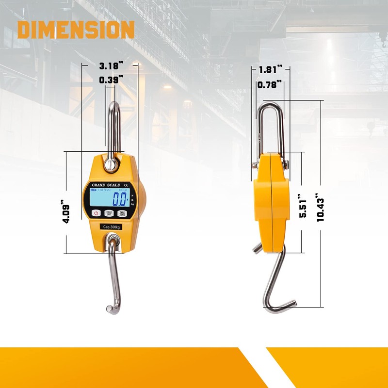 Bonvoisin Mini Digital Crane Scale 300kg/600lbs Industrial Hanging Scale Portable