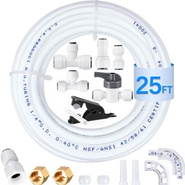 Refrigerator Water Line Kit - Food Grade Ice Maker Fridge Installation Kit,1/4" O.D.25 FT Water Tubing with Quick Connect Fittings for Refrigerator,Ice Maker,RO(Reverse Osmosis) Filter System