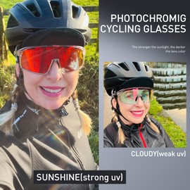 SCVCN Photochromic Cycling Glasses for Men and Women Sports Cycling Glasses TR90 Frame UV 400 Protection
