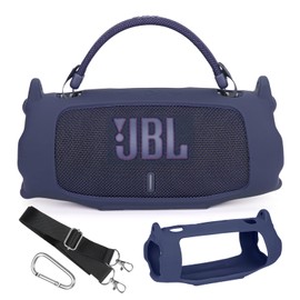 Silicone Cover Case Compatible with Charge 6 Portable Bluetooth Speaker, Portable Protective Travel Case with Shoulder Strap and Carabiner for Charge 6 Wireless Speaker Accessories (Blue)