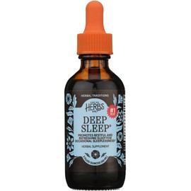 Hierbas, etc. Extracto líquido clásico de Deep Sleep - Suplemento holístico de descanso para un sueño reparador, manzanilla, extracto de bálsamo de limón y pasiflor, sin melatonina, 2 onzas líquidas