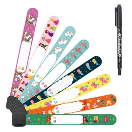 Vicloon Notfall-Armband für Kinder & Marker, 8 Stück Sicherheits ID Armband, Anti verloren Notfallarmband Wasserdichtes Wiederverwendbares für Mädchen Kleinkind Baby