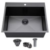 SHACO 18x18 Inch Drop In Black Bar Sink, 18 Inch
