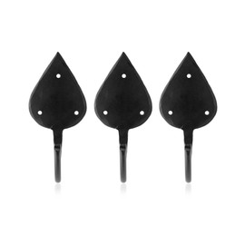 Fayesia Black Wall Hooks for Hanging - Blacksmith Hand Forged Iron Coat Hooks Wall Mounted - Keys, Hats, Robes etc - Multipurpose Single Prong Metal Hook - Screws Included - Set of 3 (Gothic)