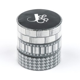 Jumble and Co Yippee Stationery Washi Tape - Black & White (Set of 3) Checks Black and White Checks Pack of 3