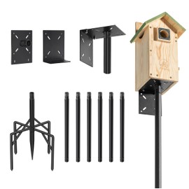 108 Inch Heavy Duty Birdhouse Pole Stand with Reinforced 5-Prong Base – Rustproof Birdhouse Stand for Bluebird Houses, Smart Bird Feeders & Weather Stations for Backyard, Patio, Garden, Lawn