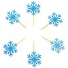 Confetti! - Snow Flake Cupcake Toppers Toothpicks, Sliver/Blue/Snow (Pack of