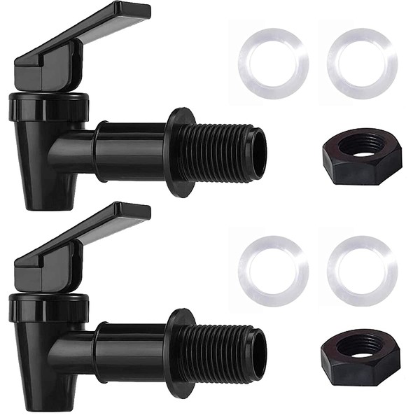 BPA Free Plastic Water Spigot, Replacement Cooler Water Faucet for Household Water Bucket, Water Cooler Filtration Systems Water Pitcher (2 Black)