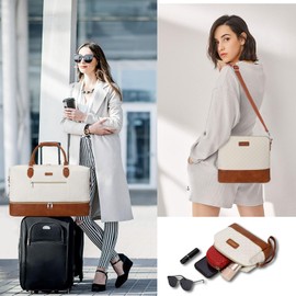 Weekender Bag for Women, Travel Duffel Bag Carry On Overnight Bag with Shoe Compartment Large Nylon Travel Weekend Tote Bag