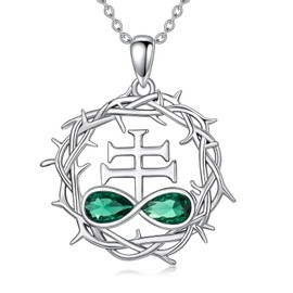 ZPMMPZ Crown Of Thorns Necklace 925 Sterling Silver Thorn Pendant Christian Jewelry Gift for Women Men, Sterling Silver, Zircon