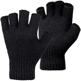 Black Mens Boys Girls Women Unisex Warm Half Finger Fingerless Gloves
