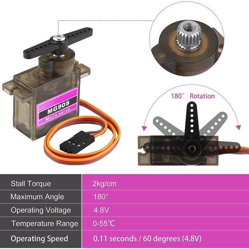 Seamuing 6Pcs MG90S Micro Servo 9G Servo Motor Metal Geared