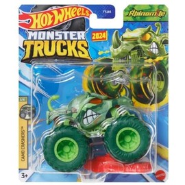 Hot Wheels Monster Truck Escala 1:64 (Green Rhinomite 3/4 Camo Crashers, Toy-Trucks, Niños, Unisex)