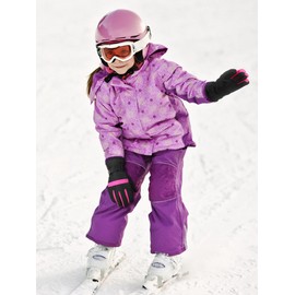 SATINIOR 2 Pairs Kids Waterproof Winter Snow Gloves Ski Gloves for Boy Girl Outdoor Warm Thickening Snowboard(Cyan, Rosarot,3-6 Years)