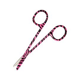 Cynamed Suture Stitch Scissors 4.5" with Crescent Delicate Hook- Perfect for Suture Removal, First Aid, EMS Training and More Premium Quality Instrument- Stainless Steel (Zebra, Pink)