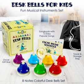 MINIARTIS Desk Bells for Kids | Educational Music Toys for Toddlers 8 Notes Colorful Hand Bells Set | Kids Musical Instrument with 15 Songbook | Great Birthday Gift for Children