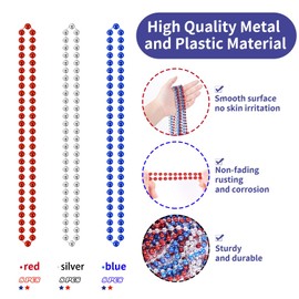 YAXINRUI 24 PCS Patriotic Beads Necklaces, 4th of july Accessories 33 Inch Independence Day Bead Necklace 4th of July Beads for Patriotic Parade Party
