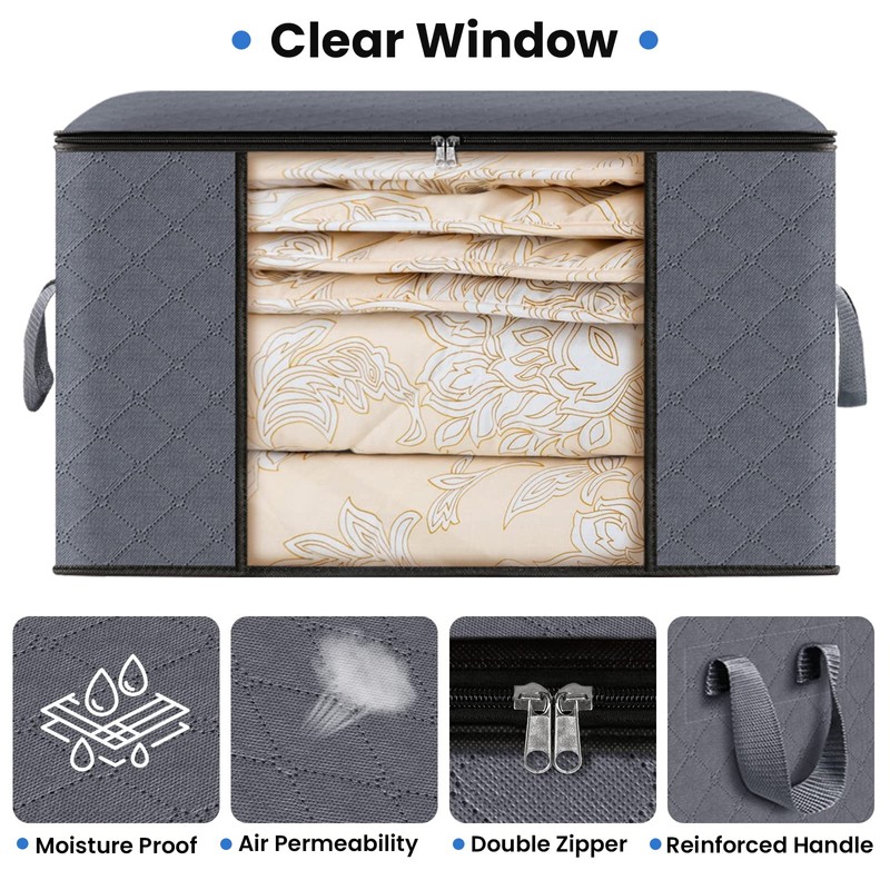 Fab totes 4-Pack Clothes Storage, Foldable Blanket Storage Bags, Storage