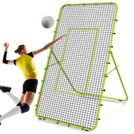 Adjustable Volleyball Rebounder Net 7x4 FT, Steel Frame & High-Tension PE Netting, Durable & Portable Volleyball Training Equipment Practice for Improving Volleying, Bumping, Spiking Skills (Green)