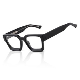 SKYOAK Trendy Reading Glasses for Women Men, Square Thick Frame Blue Light Blocking Computer Eyeglasses Anti Eyestrain Comfortable Readers with Metal Core Wire (Black,2.5)