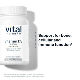 Vital Nutrients Vitamin D 10000 IU - Vitamin D3 Supplement - Healthy Bones, Teeth, Muscles*- Cellular & Immune Function - Calcium Absorption - Gluten,