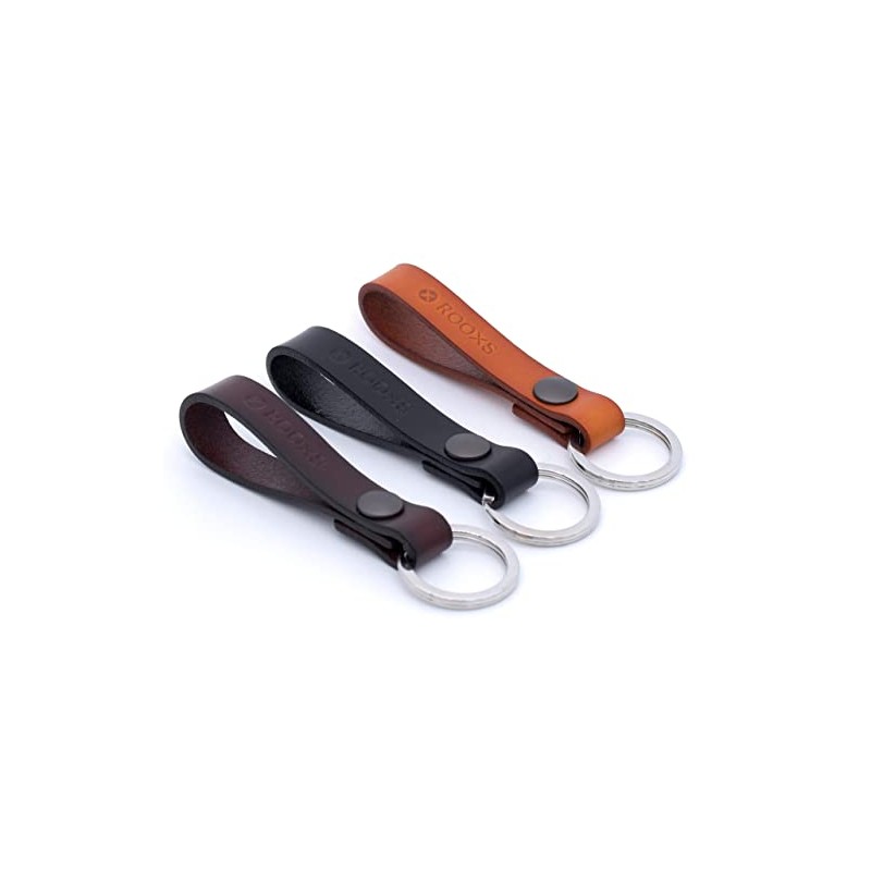 Rooxs 100% Leather Keyring for Men and Women, brown, Unit