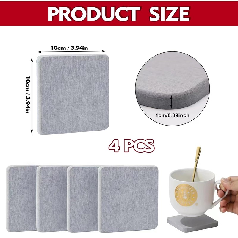 RUINIPOT 4 Pieces Water Absorbent Diatomite Coasters, Diatomaceous Earth Kitchen